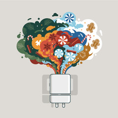 Holiday Cheer Explosion Festive Winter Treats Erupting from a Toaster