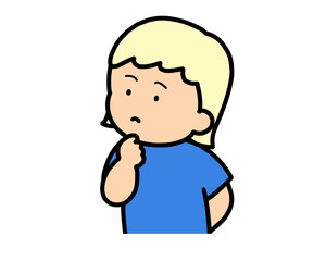 考える　金髪の女の子