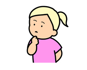 Obraz premium 考える 金髪の女の子