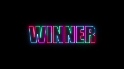 winner text icon animation neon glowing colorful text letter banner poster - Powered by Adobe