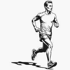 Fototapeta premium running man sketch illustration vector