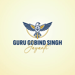 Guru Gobind Singh Jayanti Emblem with Eagle and Khanda Symbol