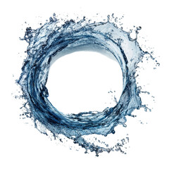 Dynamic water vortex splash with refreshing droplets and pure liquid motion, isolated on a transparent background