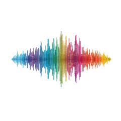 Vibrant sound wave visualization with dynamic rainbow spectrum for audio tech and music projects, isolated on a transparent background
