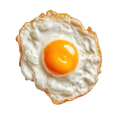Perfectly fried egg with vibrant golden yolk and crisp white edges ready for breakfast, isolated on a transparent background