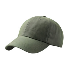 Stylish olive green baseball cap perfect for casual wear and outdoor adventures, isolated on a transparent background