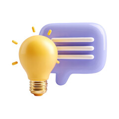 Bright idea sparks conversation and innovation for creative projects and business solutions, isolated on a transparent background