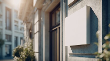 A Blurred Urban Background with a Blank Sign Displaying Potential for Customization and Business Location Marketing