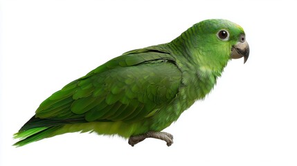 Obraz premium Bright green parrot perched on a branch in a natural setting during daytime