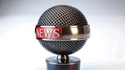 Vintage microphone with the word news on a red band