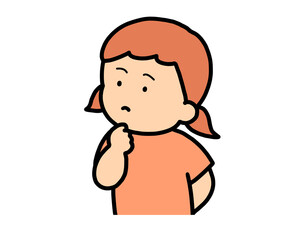 考える　茶髪の女の子