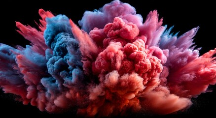 Obraz premium Vibrant hues of smoke and dust burst forth in a dazzling spectacle, evoking feelings of exhilaration and dynamism