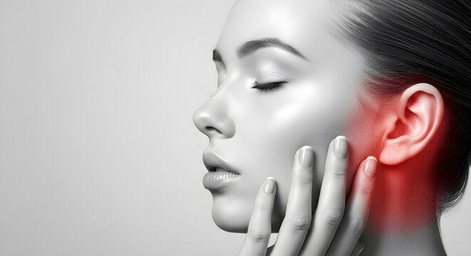 Woman with Earache  Tinnitus, Ear Pain, Infections, Hearing Loss and Health Issues