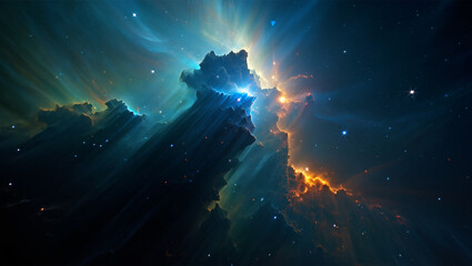 Magnificent Deep Space Nebula with Vibrant Colors and Stardust Creates a Cosmic Cloudscape of Ethereal Beauty