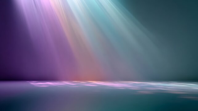 Purple-teal gradient with soft light streaks at the top, expansive blank area at the bottom for headline and branding, perfect for corporate presentations and marketing