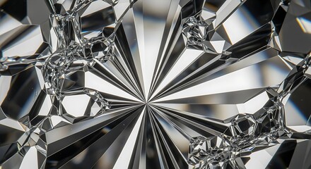 Stunning abstract crystal macro capturing intricate facets and light refraction for luxurious, high-end design concepts and sophisticated branding.