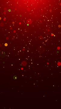 christmas and new year glitter stars and red green bokeh lights falling rain animation ,light ray with shiny and glowing gold particles vertical social media motion background	