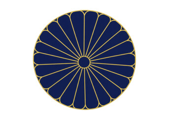 Isolated chrysanthemum crest, a symbol of Japanese royalty, nobility, imperial family.