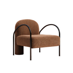 Brown armchair with black frame isolated on a black background