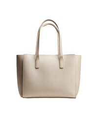 Minimalist tote bag, beige, against a black background. Centered