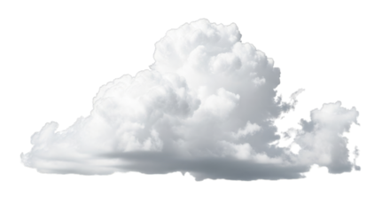 Fluffy white cumulus cloud isolated on black background