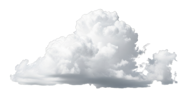 Fluffy white cumulus cloud isolated on black background