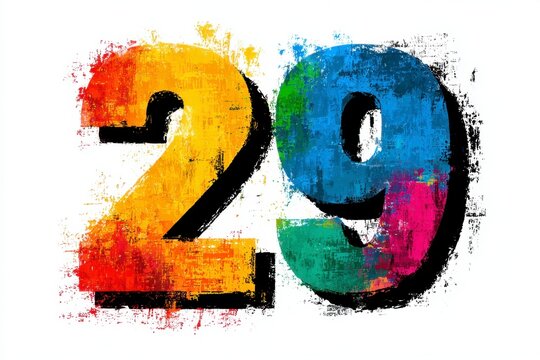 Vibrant Colorful Number Twenty-Nine with Artistic Texture - Powered by Adobe