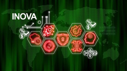 INOVA Digital Technology Concept with Global Network and Futuristic Icons INOVA - Powered by Adobe