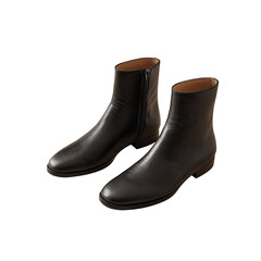 Sleek pair of black leather ankle boots with side zip closure