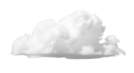 Fluffy white cumulus cloud isolated on black background