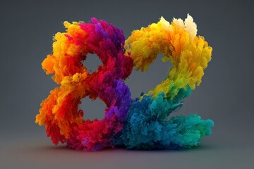 Colorful Abstract Splash in Number Form with Fluid Motion Design