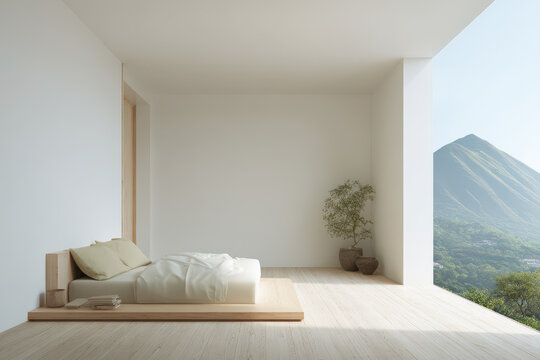 minimalistic smart home design featuring large that allow ultrabright morning light to pour in