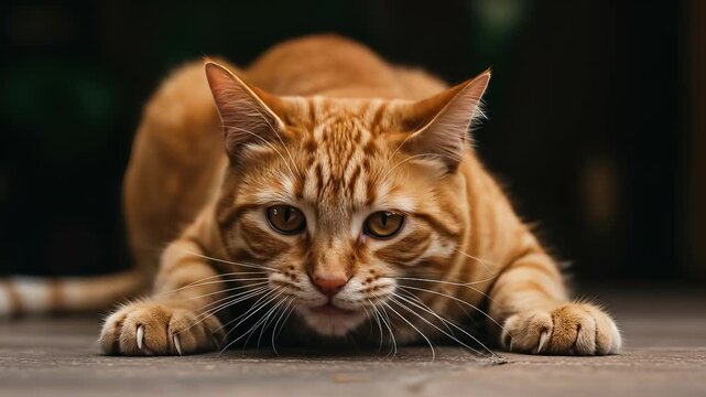 Intense Ginger Cat: Captivating Portrait of a Feline Ready to Pounce and Yelling