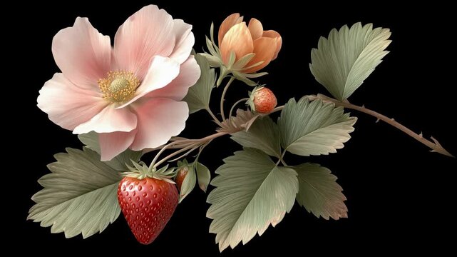 Cream leaf twig rotates on glossy black, offering minimalist botanical sculpture with calm movement, refined geometry, and high‑end decorative feel.