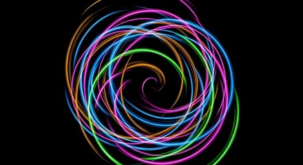 Neon Light Trails Forming Circular Motion – Abstract Energy and Motion Concept