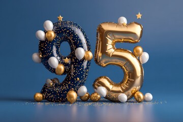 Festive 95th Birthday Celebration with Colorful Balloons and Stars
