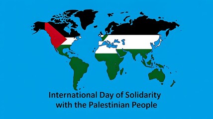 International day of solidarity with palestinian people illustration with world map and flag design  
