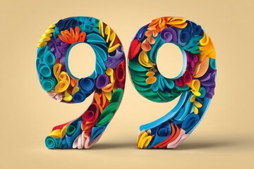 Colorful Floral Number Display for Celebratory Events and Designs
