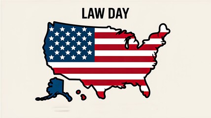 Law day illustration with united states map in american flag colors representing justice and legal system  

