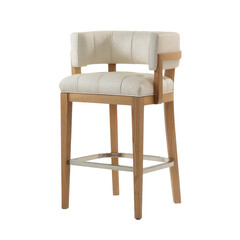 Cream upholstered bar stool with light wood frame; modern, elevated look