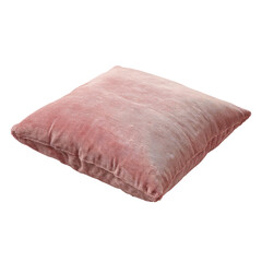 Soft pink square pillow angled
