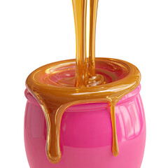 Syrup cascading over pink pot