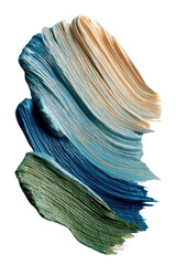 Strokes of layered paint, blue blending to tan on black background