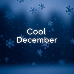 Gently Falling Snowflakes on Deep Twilight Blue Background, Minimalist Winter Cool December