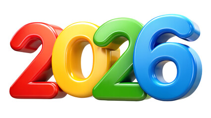 2026 Colorful 3D Numbers in Red Yellow Green and Blue for Festive Branding