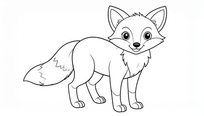 Fox, colouring book for kids, vector illustration