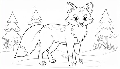 Fox, colouring book for kids, vector illustration