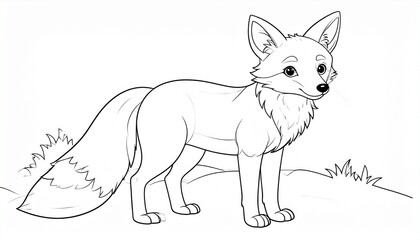 Fox, colouring book for kids, vector illustration