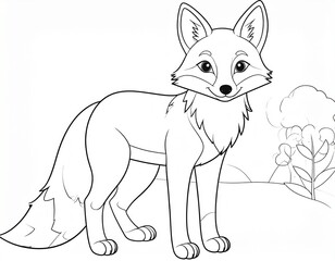 Fox, colouring book for kids, vector illustration