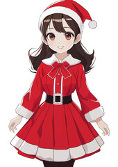 サンタクロース衣装の少女イラスト
